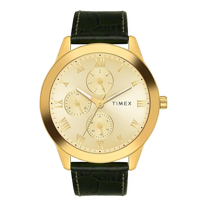 Timex Full Roman Champ Dial Green Croco leather Strap Men's Watch - TWEG18526