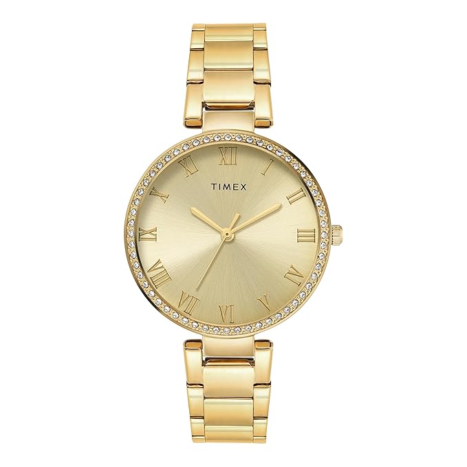 Timex Gold Dial with Roman Numbers Women's Watch - TWEL18715