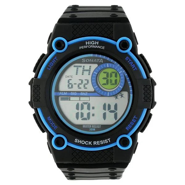 SF Digital Dial Black Plastic Strap Watch for Men 77004pp03