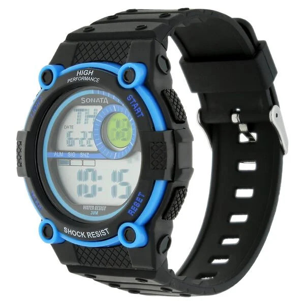 SF Digital Dial Black Plastic Strap Watch for Men 77004pp03
