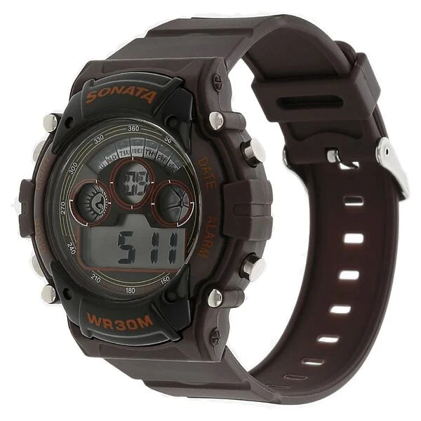 SF Digital Dial Brown Plastic Strap Watch for Men 77006pp03