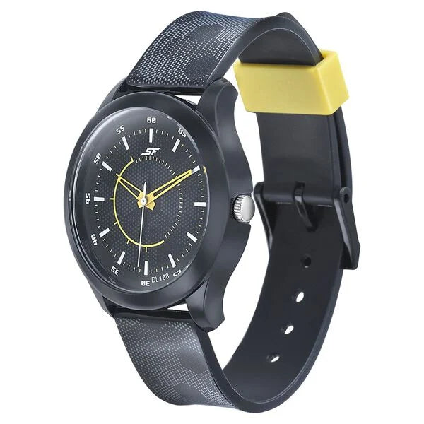SF Quartz Analog Black Dial PU Strap Watch for Men 77007pp04 - KRISHNA WATCH COMPANY