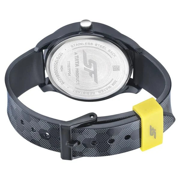 SF Quartz Analog Black Dial PU Strap Watch for Men 77007pp04