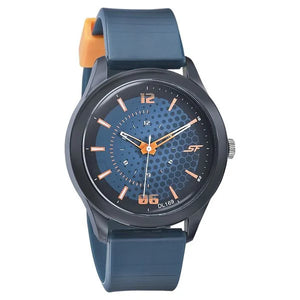 SF Quartz Analog Blue Dial PU Strap Watch for Men 77007pp05 - KRISHNA WATCH COMPANY