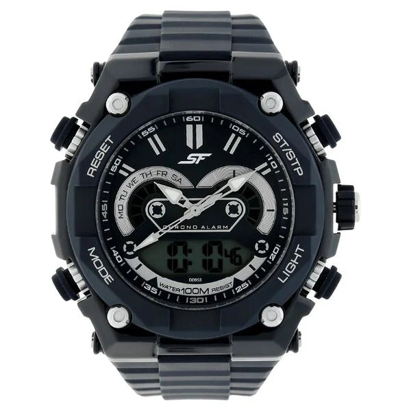 SF Quartz Digital Dial Plastic Strap Watch for Men 77030pp03