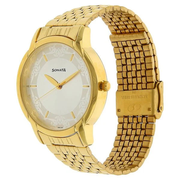 Sonata Quartz Analog Watch for Men - 77031YM01 - KRISHNA WATCH COMPANY