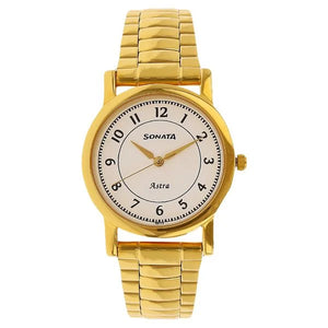Sonata Quartz Analog White Dial Stainless Steel Strap Watch for Men - 77049YM03 - KRISHNA WATCH COMPANY