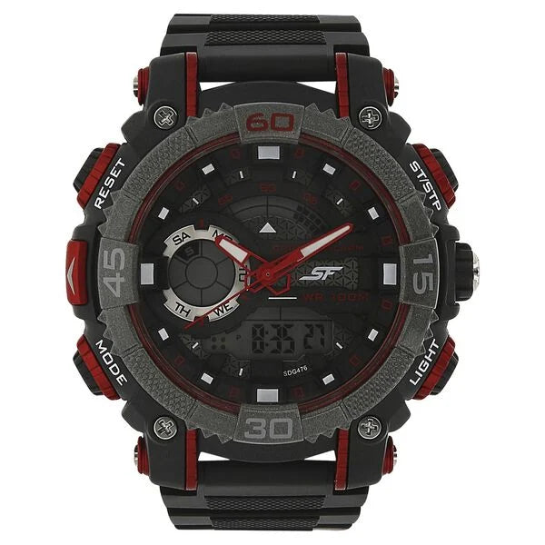 SF Xtreme Gears Quartz Digital Analog Digital Black Dial Black PU Strap Watch For Men 77070pp01