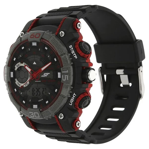 SF Xtreme Gears Quartz Digital Analog Digital Black Dial Black PU Strap Watch For Men 77070pp01