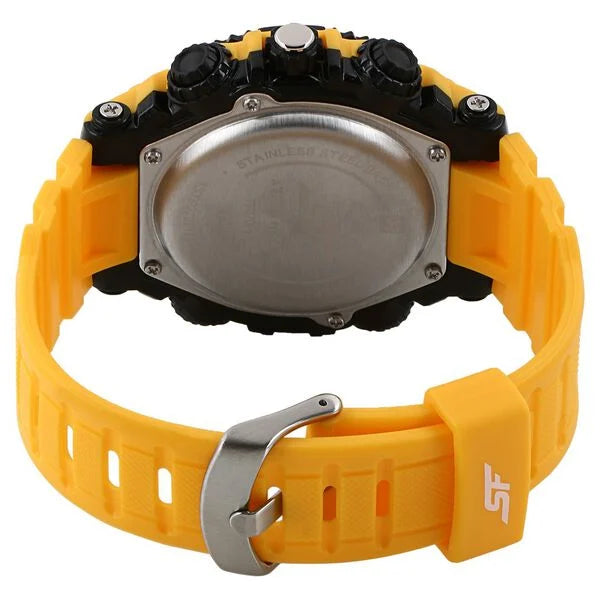 SF Xtreme Gears Quartz Digital Analog Digital Black Dial Yellow Plastic Strap Watch For Men 77070pp05