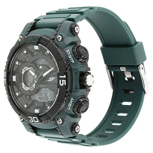 SF Xtreme Gears Quartz Digital Analog Digital Black Dial Green Plastic Strap Watch For Men 77070pp06 - KRISHNA WATCH COMPANY