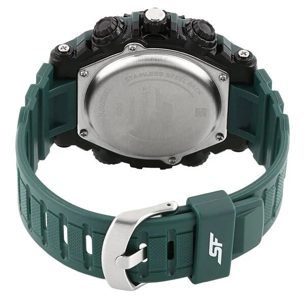 SF Xtreme Gears Quartz Digital Analog Digital Black Dial Green Plastic Strap Watch For Men 77070pp06