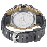 SF Quartz Analog Digital Golden Dial PU Strap Watch for Men 77070pp08
