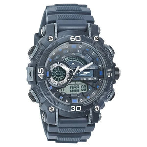 SF Quartz Analog Digital Blue Dial PU Strap Watch for Men 77070pp09 - KRISHNA WATCH COMPANY