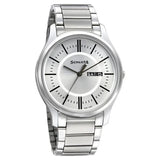 Sonata Quartz Analog with Day and Date Silver Dial Stainless Steel Strap Watch for Men  77082SM02W