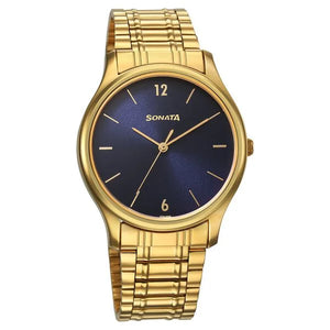 Sonata Quartz Analog Blue Dial Watch for Men - 77082YM07 - KRISHNA WATCH COMPANY