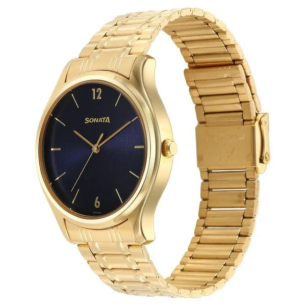 Sonata Quartz Analog Blue Dial Watch for Men - 77082YM07 - KRISHNA WATCH COMPANY