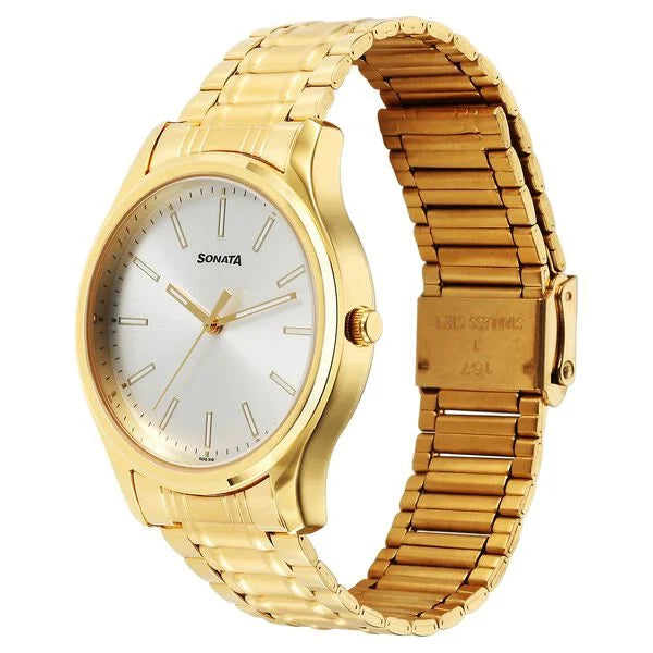 Sonata Traditional Essentials Quartz Analog Watch for Men - 77082YM10 - KRISHNA WATCH COMPANY