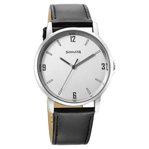Sonata Quartz Analog Silver Dial Watch for Men - 77083SL08 - KRISHNA WATCH COMPANY