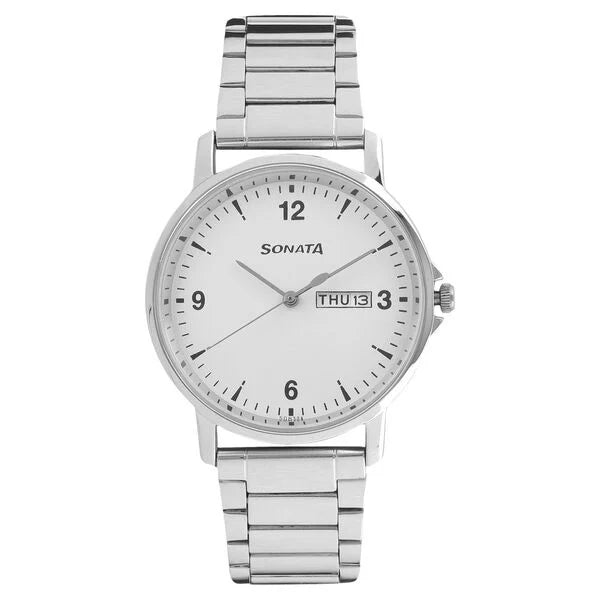 Sonata Quartz Analog with Day and Date Watch for Men - 77083SM01 - KRISHNA WATCH COMPANY