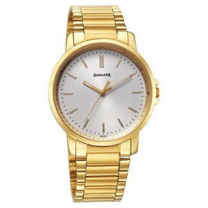 Sonata Traditional Essentials Quartz Analog Silver Dial Watch for Men - 77083YM06 - KRISHNA WATCH COMPANY