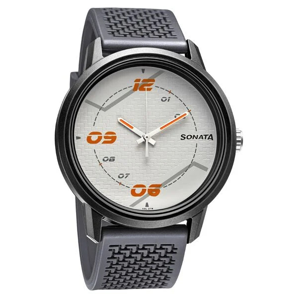 Sonata Quartz Analog PU Strap Watch for Men - 77085PP09W - KRISHNA WATCH COMPANY