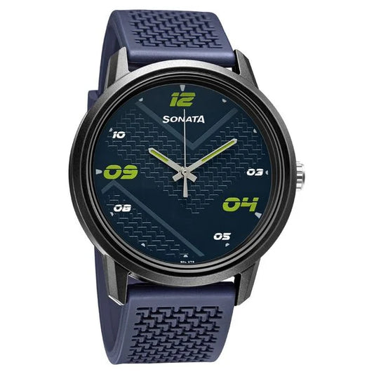 Sonata Quartz Analog PU Strap Watch for Men NT77085PP14W