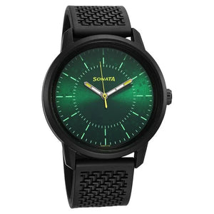 Sonata Volt Quartz Analog Green Dial Polyurethane Strap Watch for Men 77085PP22W - KRISHNA WATCH COMPANY