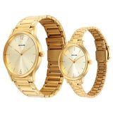 Sonata Pair Quartz Analog Champagne Dial Stainless Steel Strap Watch for Couple 7710587050ym01
