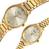 Sonata Pair Quartz Analog Champagne Dial Stainless Steel Strap Watch for Couple 7710587050ym01