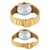 Sonata Pair Quartz Analog Champagne Dial Stainless Steel Strap Watch for Couple 7710587050ym01