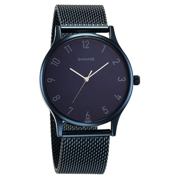 Sonata Blues Quartz Analog Watch for Men 77105qm01