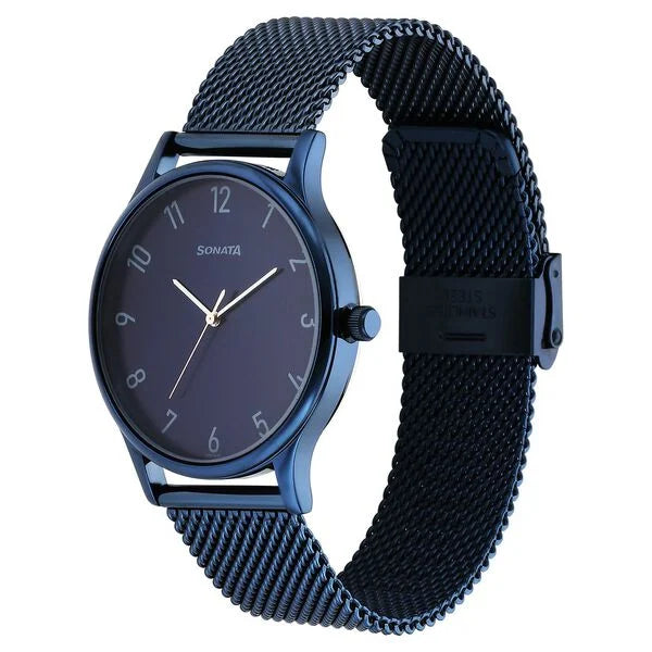 Sonata Blues Quartz Analog Watch for Men 77105qm01