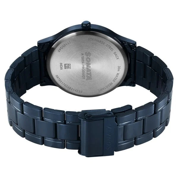 Sonata Aspire Quartz Analog Blue Dial Stainless Steel Strap Watch For Men 77105qm05w