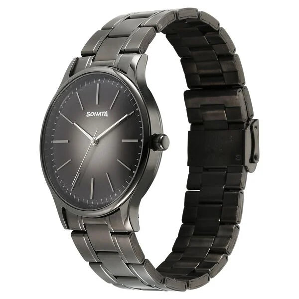 Sonata Aspire Quartz Analog Grey Dial Stainless Steel Strap Watch For Men 77105qm07w