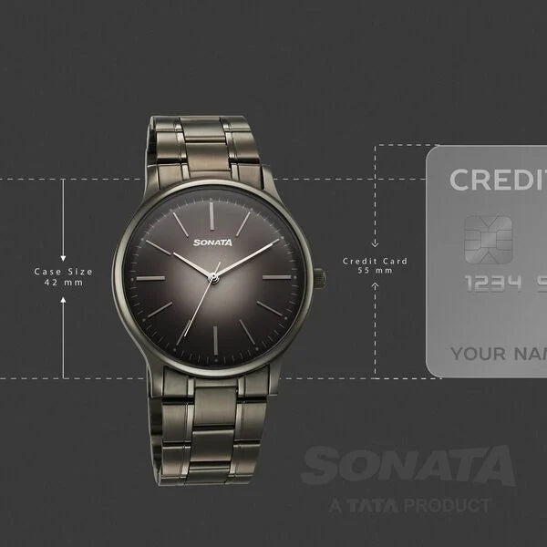 Sonata Aspire Quartz Analog Grey Dial Stainless Steel Strap Watch For Men 77105qm07w