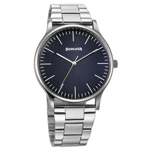 Sonata Aspire Quartz Analog Blue Dial Watch For Men - 77105SM19W - KRISHNA WATCH COMPANY