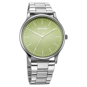 Sonata Aspire Quartz Analog Green Dial Watch For Men - 77105SM20W - KRISHNA WATCH COMPANY