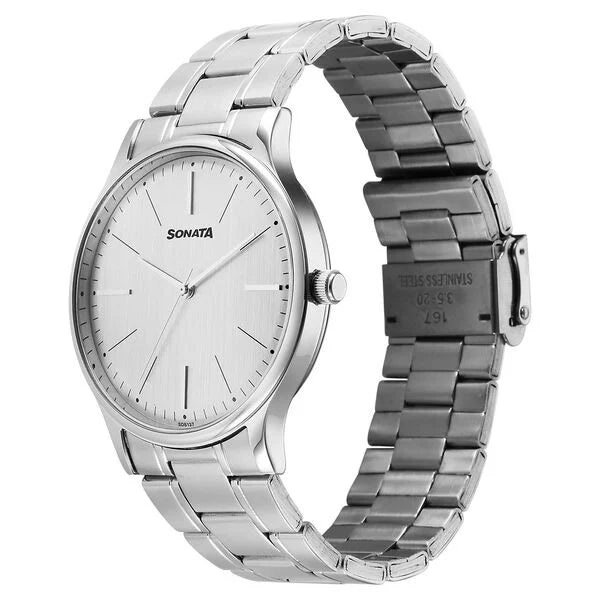 Sonata Aspire Quartz Analog Grey Dial Stainless Steel Strap Watch For Men 77105sm26w - KRISHNA WATCH COMPANY