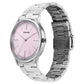 Sonata Aspire Quartz Analog Pink Dial Stainless Steel Strap Watch For Men 77105sm28w