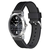 Sonata Smart Plaid Quartz Analog Black Dial TPU Strap Watch for Men 77107sp04w