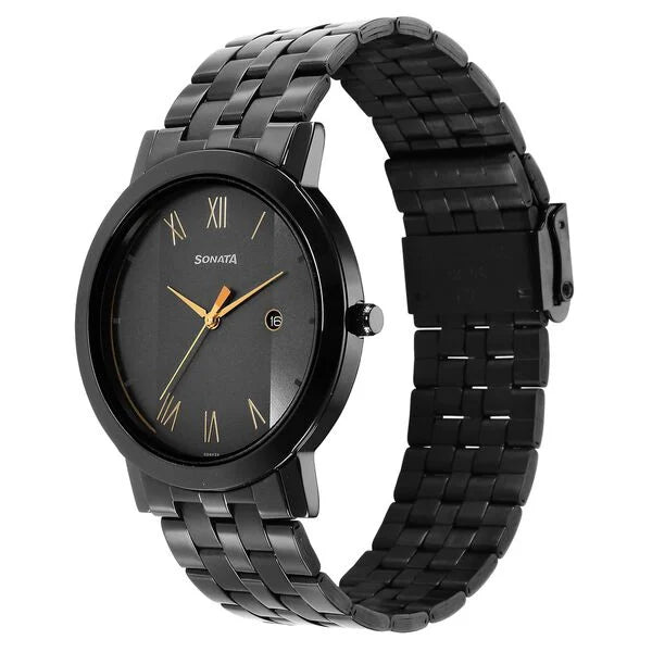 Sonata Quartz Analog with Date Utsav Watch for Men 77108nm01 - KRISHNA WATCH COMPANY