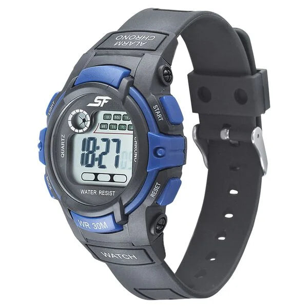 SF Digital Dial Black PU Strap Watch for Men 77110pp03