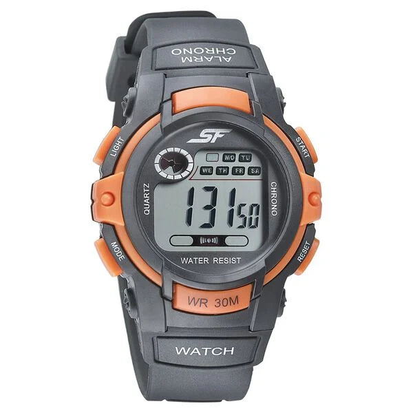 SF Digital Dial Black PU Strap Watch for Men 77110pp04