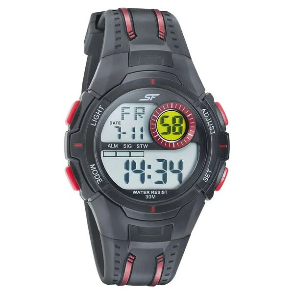 SF Digital Dial Black PU Strap Watch for Men 77112pp01