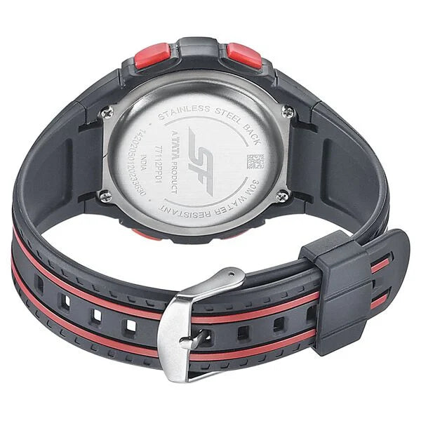SF Digital Dial Black PU Strap Watch for Men 77112pp01