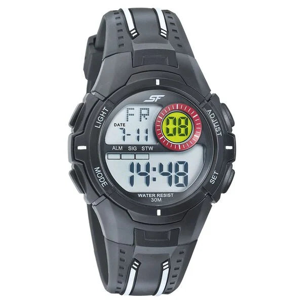 SF Digital Dial Black PU Strap Watch for Men 77112pp02