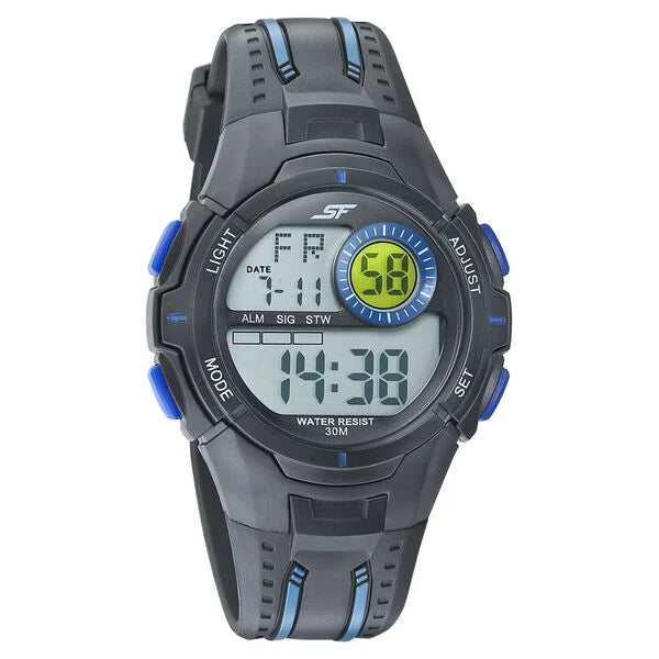 SF Digital Dial Black PU Strap Watch for Men 77112pp04