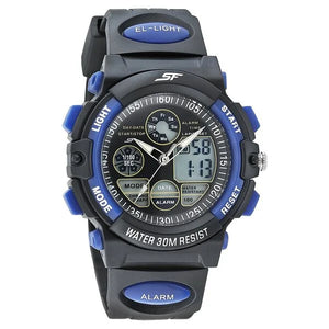 SF Quartz Analog Digital Black Dial PU Strap Watch for Men 77116pp04w - KRISHNA WATCH COMPANY