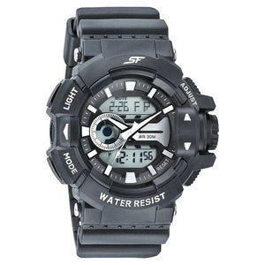 SF Quartz Analog Digital Black Dial PU Strap Watch for Men 77118pp01w - KRISHNA WATCH COMPANY